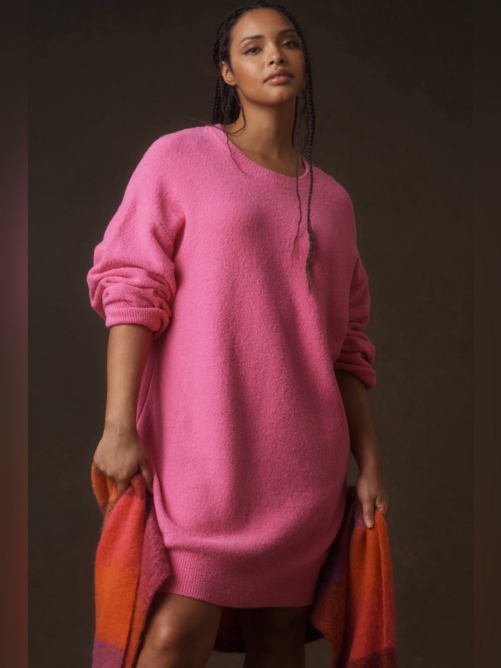 Anthropologie Daily Practice Crewneck Sweater in Bright Pink - Relaxed Fi
